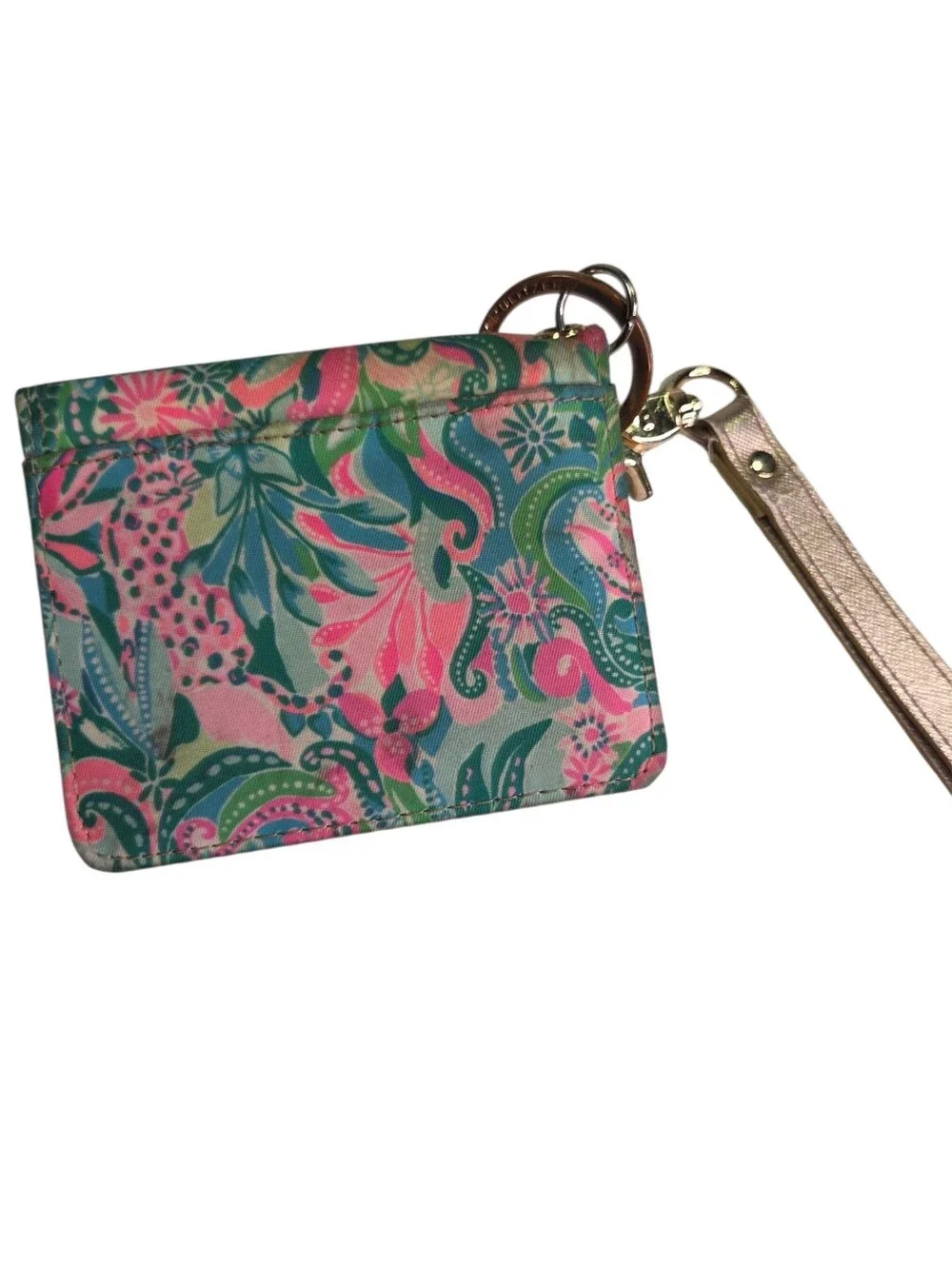 Lilly Pulitzer Snap ID Card Case Wristlet Golden Hour Print Travel Colorful